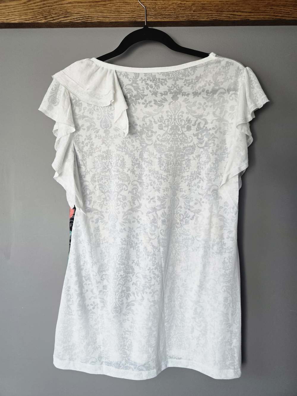 Point Zero White Short Sleeve Tee with Turquoise Butterfly - Picture 2 of 6